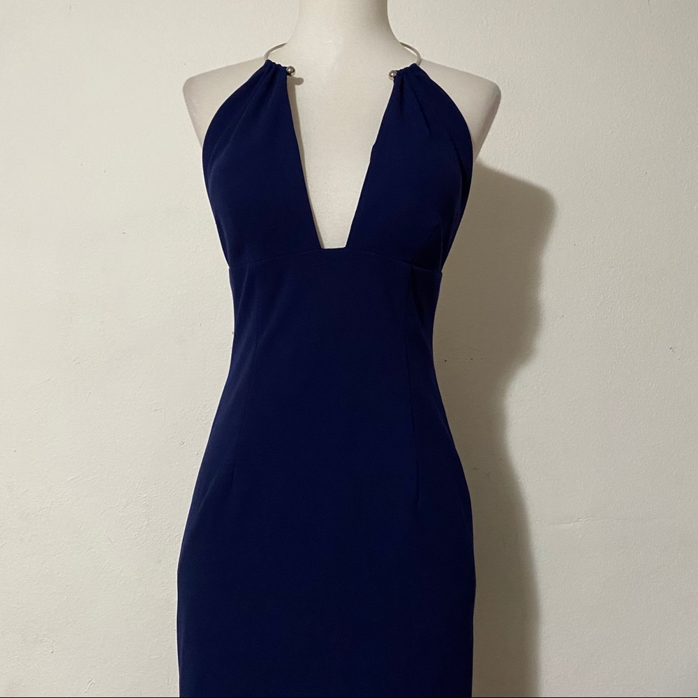 AIDAN MATTOX Navy Blue Choker Dress - Picture 2 of 9